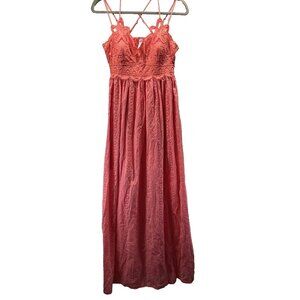 Zenana Womens Maxi Dress XL Orange Babydoll Feminine Soft Lined Romantic Strappy